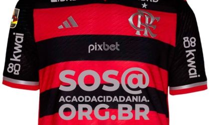 Camisa do Flamengo com PIX para ajuda ao RS