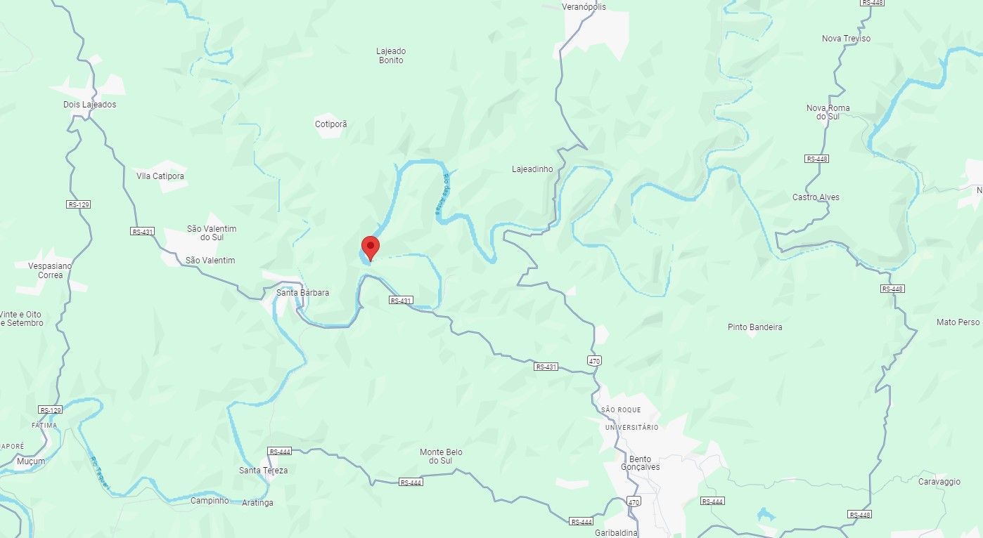 Localização da barragem 14 de Julho, no Rio Grande do Sul / Reprodução/Google Maps