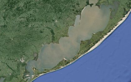Imagem de satélite da Lagoa dos Patos, no Rio Grande do Sul