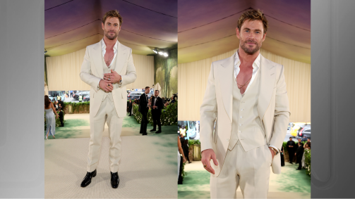 Chris Hemsworth no Met Gala 2024, que ocorre na noite desta segunda-feira, no Metropolitan Museum of Art, em Nova York