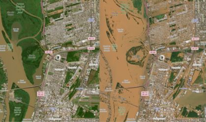 Estádios alagados, aeroporto e cidades somem do mapa: satélite mostra destruição no RS