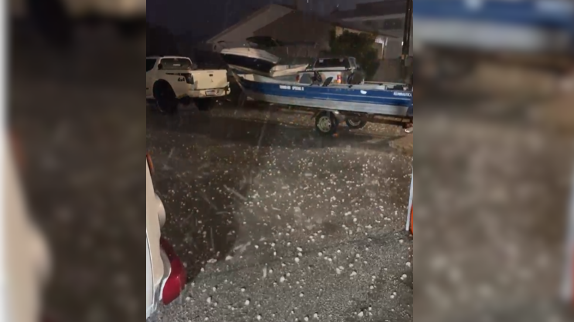 Chuva de granizo registrada em Pelotas, no Rio Grande do Sul
