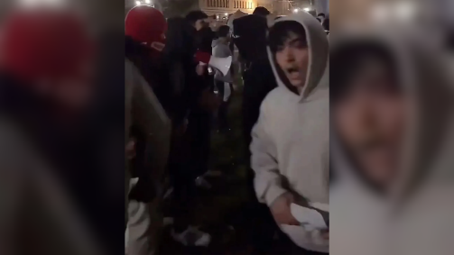 Edan On, um aluno do último ano do ensino médio local, foi capturado em vídeo golpeando um manifestante pró-Palestina com uma vara