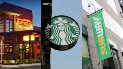 Logos do Outback, Starbucks e Subway