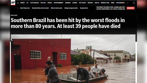 AP News repercute enchentes no Rio Grande do Sul