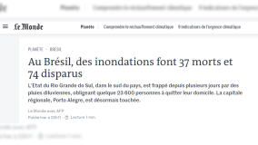 Le Monde repercute enchentes no Rio Grande do Sul