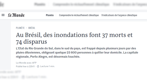 Le Monde repercute enchentes no Rio Grande do Sul
