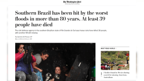 The Washington Post repercute enchentes no Rio Grande do Sul