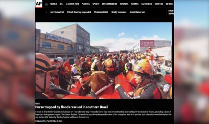 AP News repercute resgate do cavalo "Caramelo" no Rio Grande do Sul