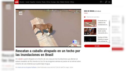 CNN Español repercute resgate do cavalo &quot;Caramelo&quot; no Rio Grande do Sul