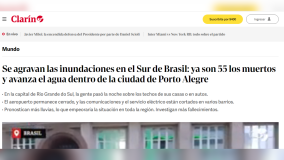 Clarin repercute enchentes no Rio Grande do Sul
