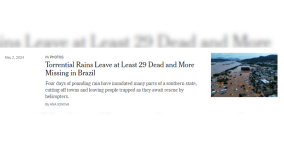 New York Times repercute enchentes no Rio Grande do Sul