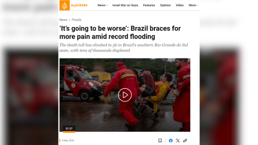 Al Jazeera repercute enchentes no Rio Grande do Sul