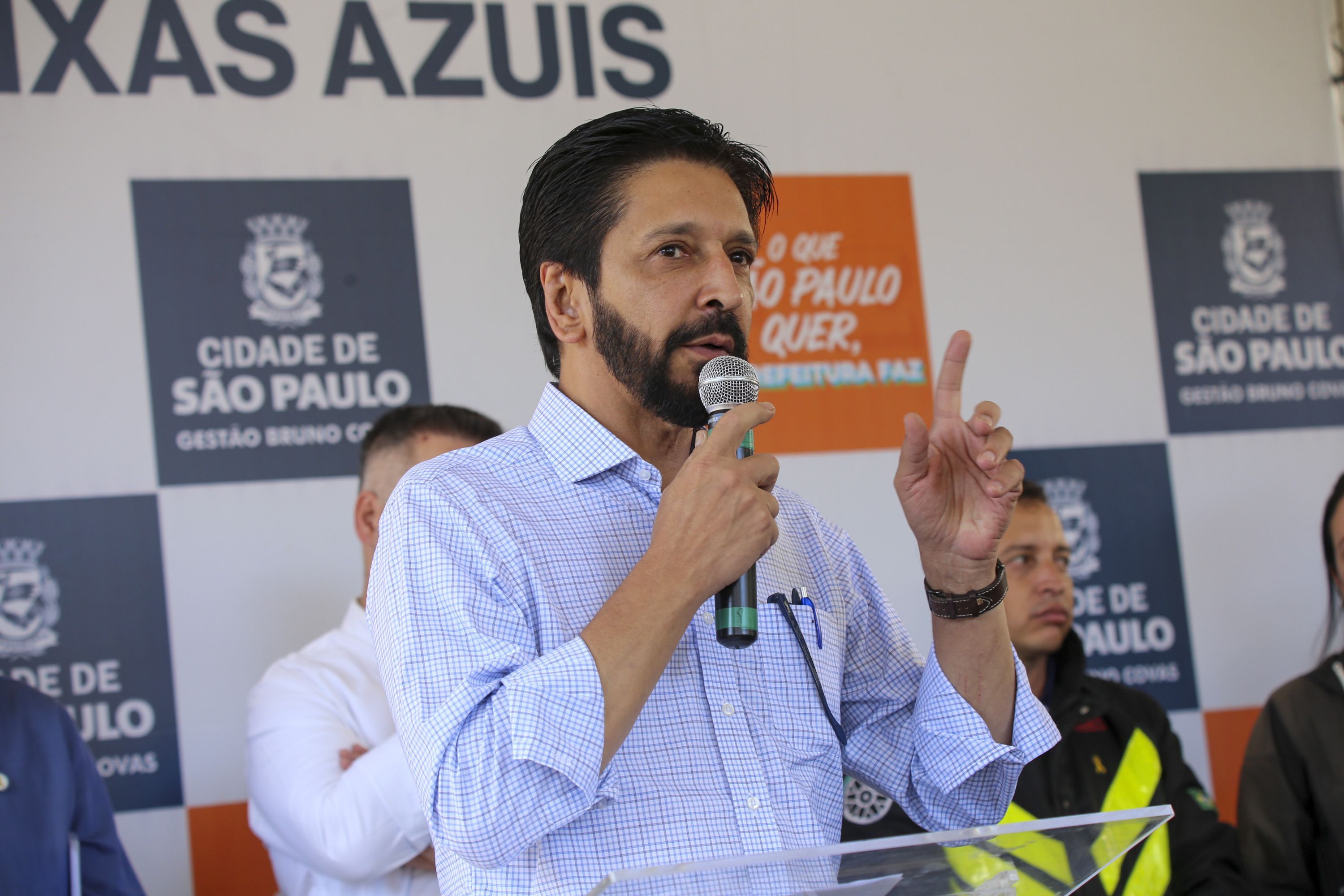 Prefeito de São Paulo, Ricardo Nunes (MDB), participa de agenda pública, na zona norte da capital, em 2 de maio de 2024