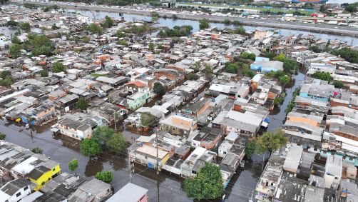 Vista da Vila Farrapos, no Humaitá, na zona norte de Porto Alegre (RS), no dia 28 de maio de 2024