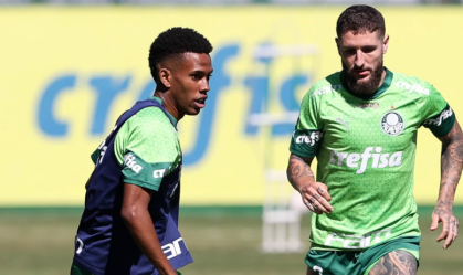 Estêvão e Zé Rafael, jogadores do Palmeiras