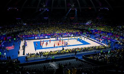Ginásio do Maracanãzinho, no Rio de Janeiro, durante partida da Liga Nacional de Vôlei
