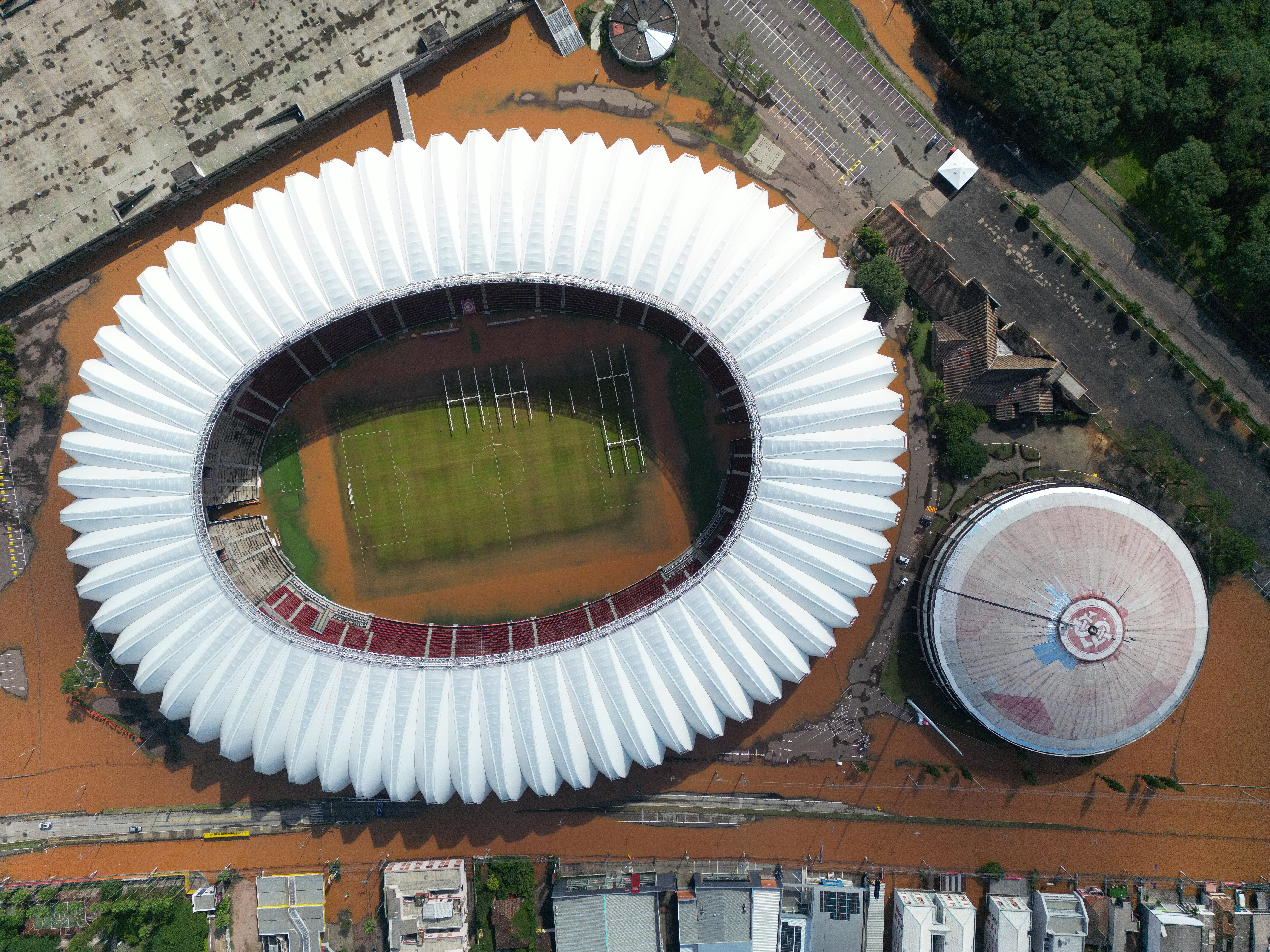 Heavy Rains Flood Arena do Gremio &amp; Estadio Beira-Rio in Porto Alegre