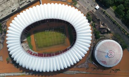 Heavy Rains Flood Arena do Gremio &amp; Estadio Beira-Rio in Porto Alegre