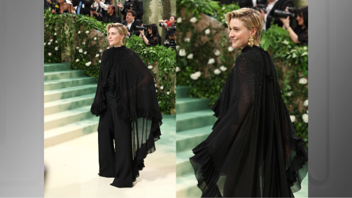 Greta Gerwig, diretora do filme &quot;Barbie&quot;, no Met Gala 2024