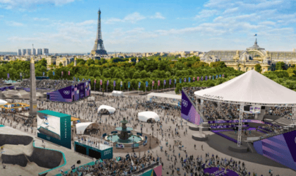Ilustração com área de jogos, em Paris