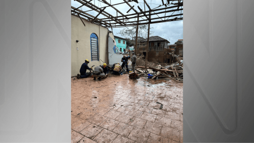 Igreja ficou destruída no Vale do Taquari (RS)