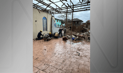Igreja ficou destruída no Vale do Taquari (RS)