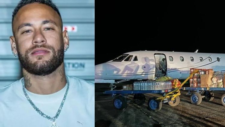 Neymar mostra jatos e alimentos enviados ao RS