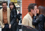 Dakota Johnson e Pedro Pascal são flagrados no set do novo filme de Celine Song