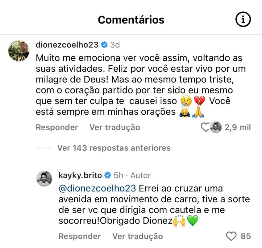Post de Kayky Brito em resposta ao motorista que o atropelou / Reprodução/Instagram