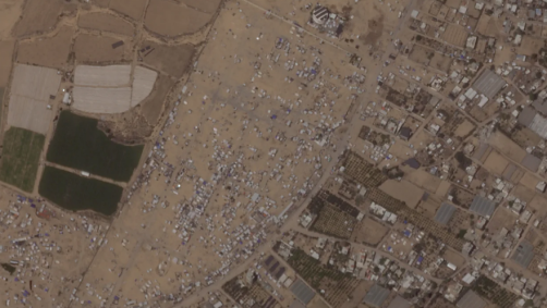 Imagens de satélite mostram diminuição no número de tendas em Rafah, na Faixa de Gaza, no dia 8 de maio