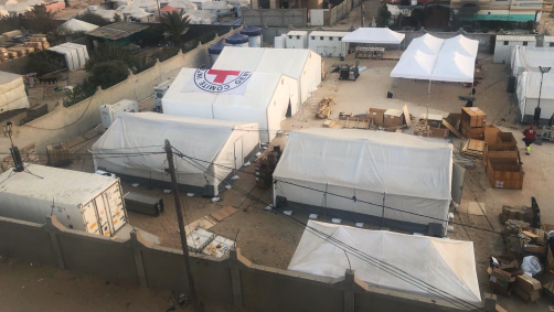 Hospital de Campanha da Cruz Vermelha em Rafah, na Faixa de Gaza