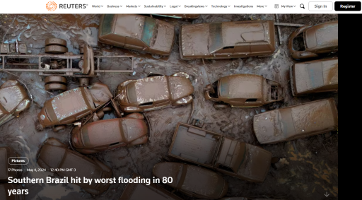Reuters repercute enchentes no Rio Grande do Sul