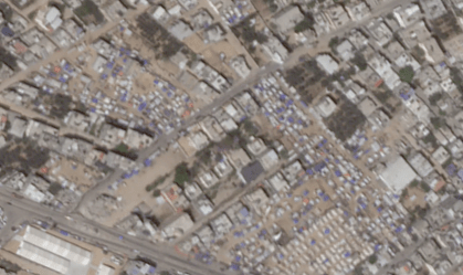 Imagens de satélite mostram acampamentos em Rafah, na Faixa de Gaza, no dia 5 de maio