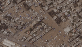 Imagens de satélite mostram diminuição no número de tendas em Rafah, na Faixa de Gaza, no dia 8 de maio