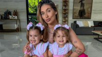 Virgínia mostra filhas pintando as unhas antes de irem à festa de aniversário