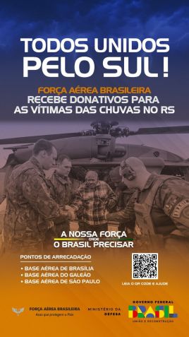 FAB recolherá doações para vítimas da chuva no RS nas bases aéreas do Rio, Brasília e SP / FAB