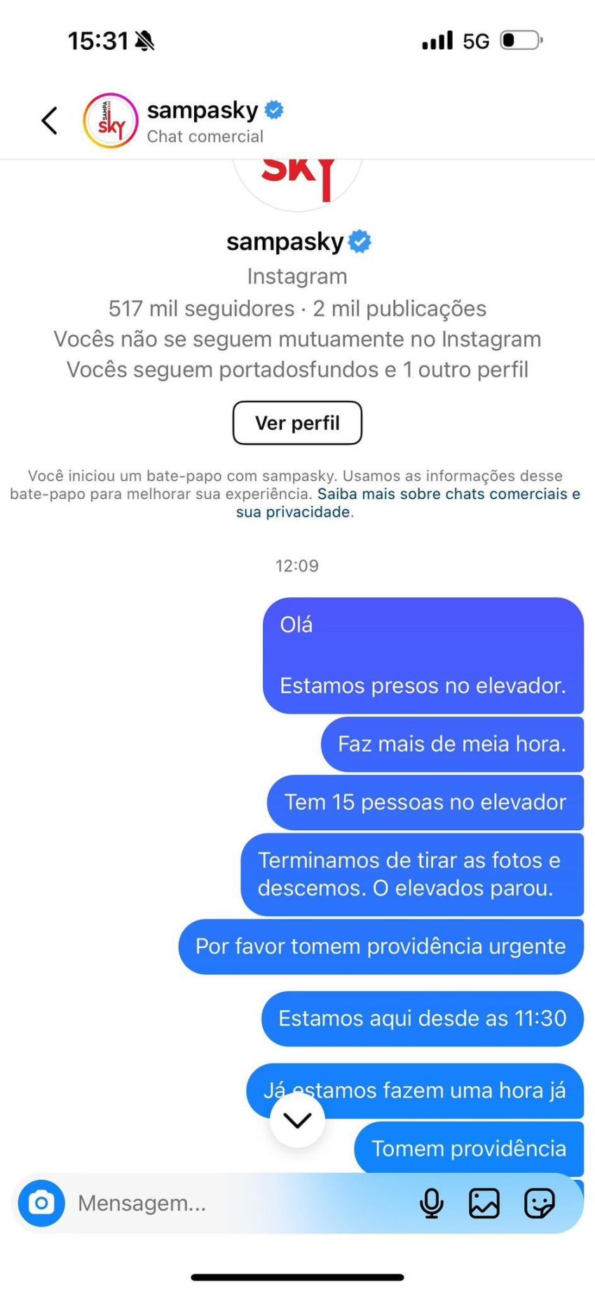 Turistas enviaram mensagens aos perfis do Sampa Sky nas redes sociais para pedir por socorro / Reprodução