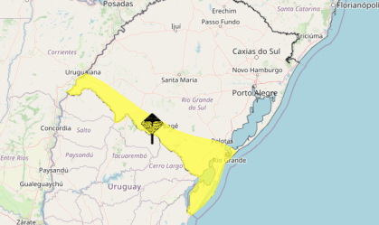 Mapa do Inmet mostra área sob alerta