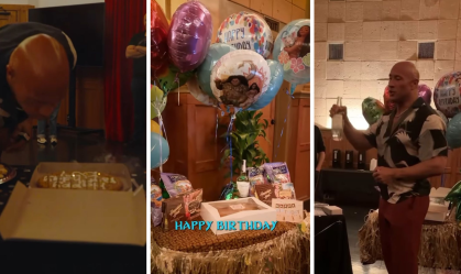 Dwayne Johnson ganha festa surpresa do elenco de "Moana"; veja