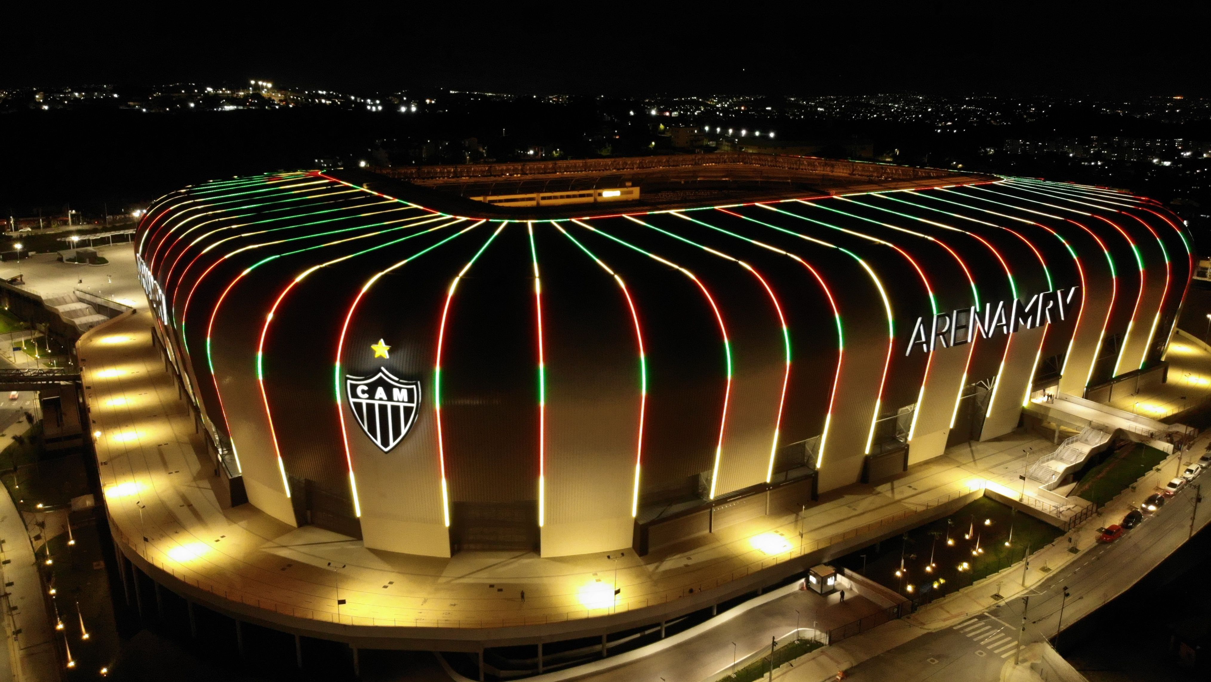 Arena MRV foi iluminada com as cores do Rio Grande do Sul