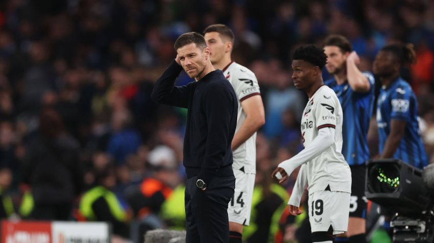 Xabi Alonso, técnico do Bayer Leverkusen, durante a derrota da equipe na final da Europa League / Julian Finney/Getty Images