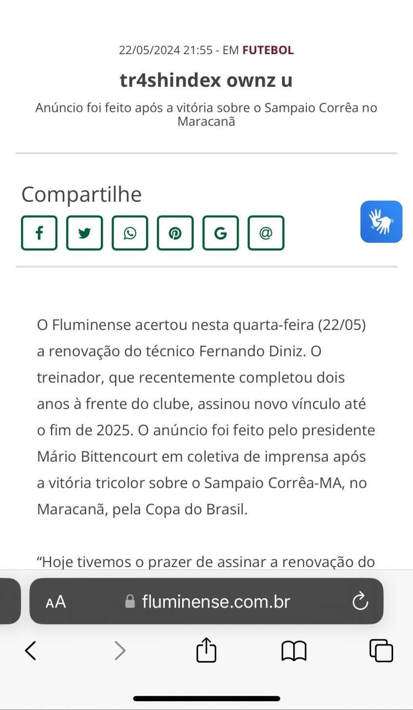 Anúncio de renovação do técnico Fernando Diniz também foi alvo de ataque / Foto: Reprodução
