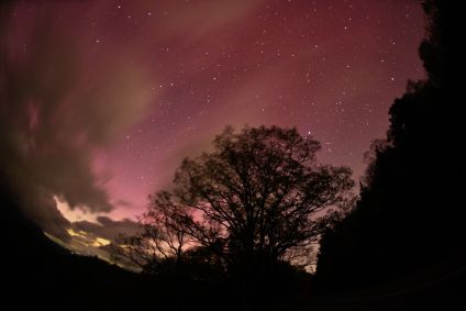 Também conhecida como Aurora Boreal, o fenômeno iluminou o céu da Carolina do Norte, nos EUA 