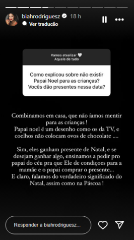 Biah Rodrigues, esposa de Sorocaba, explicou por que não ensinou os filhos a acreditar em Papai Noel e Coelho da Páscoa / Reprodução/Instagram