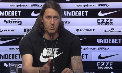 Cássio em coletiva de despedida do Corinthians