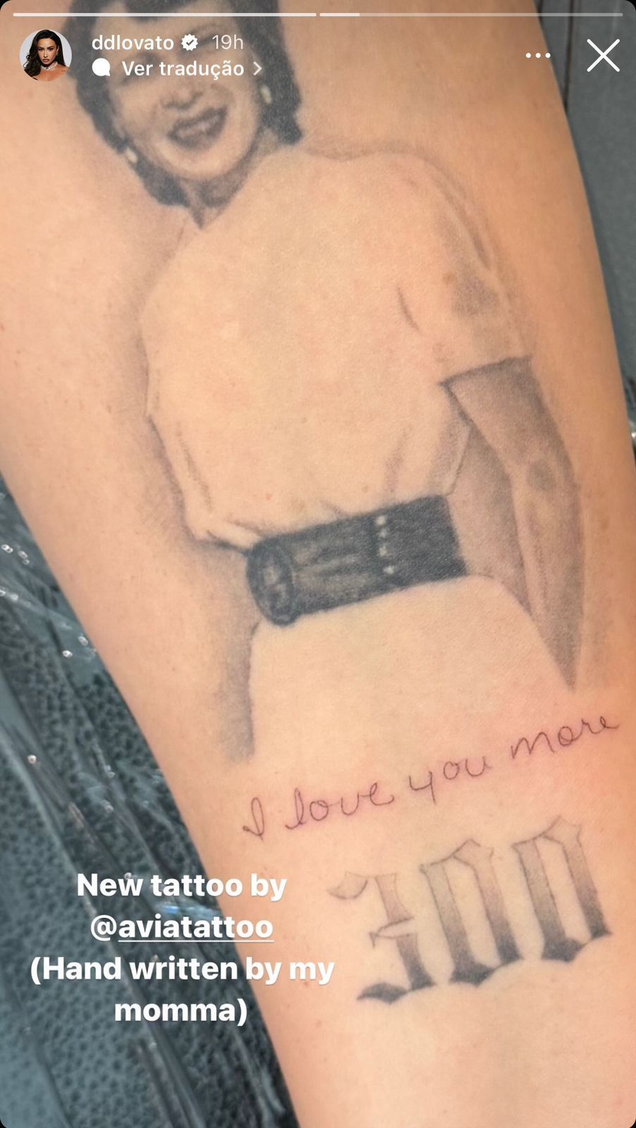 Demi Lovato fez homenagem a sua mãe com uma tatuagem / Reprodução/Instagram