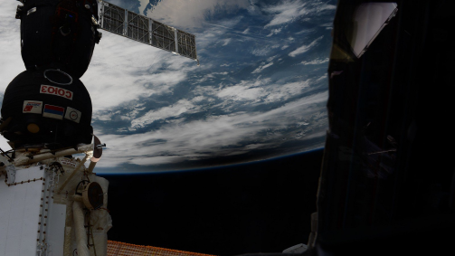 Foto tirada da ISS durante o eclipse solar total sobre os Estados Unidos em 21 de agosto de 2017