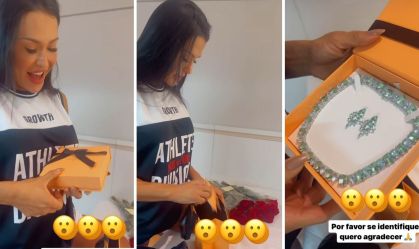 Gracyanne Barbosa ganha buquê de flor e joias de admirador secreto
