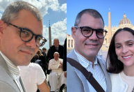 Juliano e Letícia Cazarré encontram Papa no Vaticano e mostram fotos de filhos